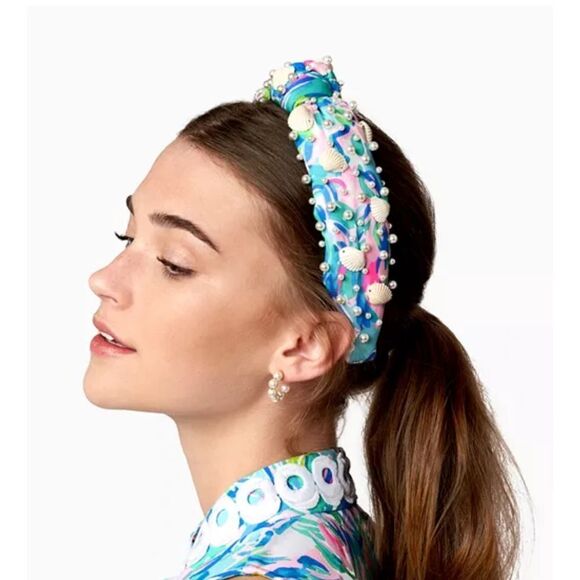 Lele Sadoughi x Lilly Pulitzer Multicolor Headband with Pearls and Shells - Picture 1 of 9